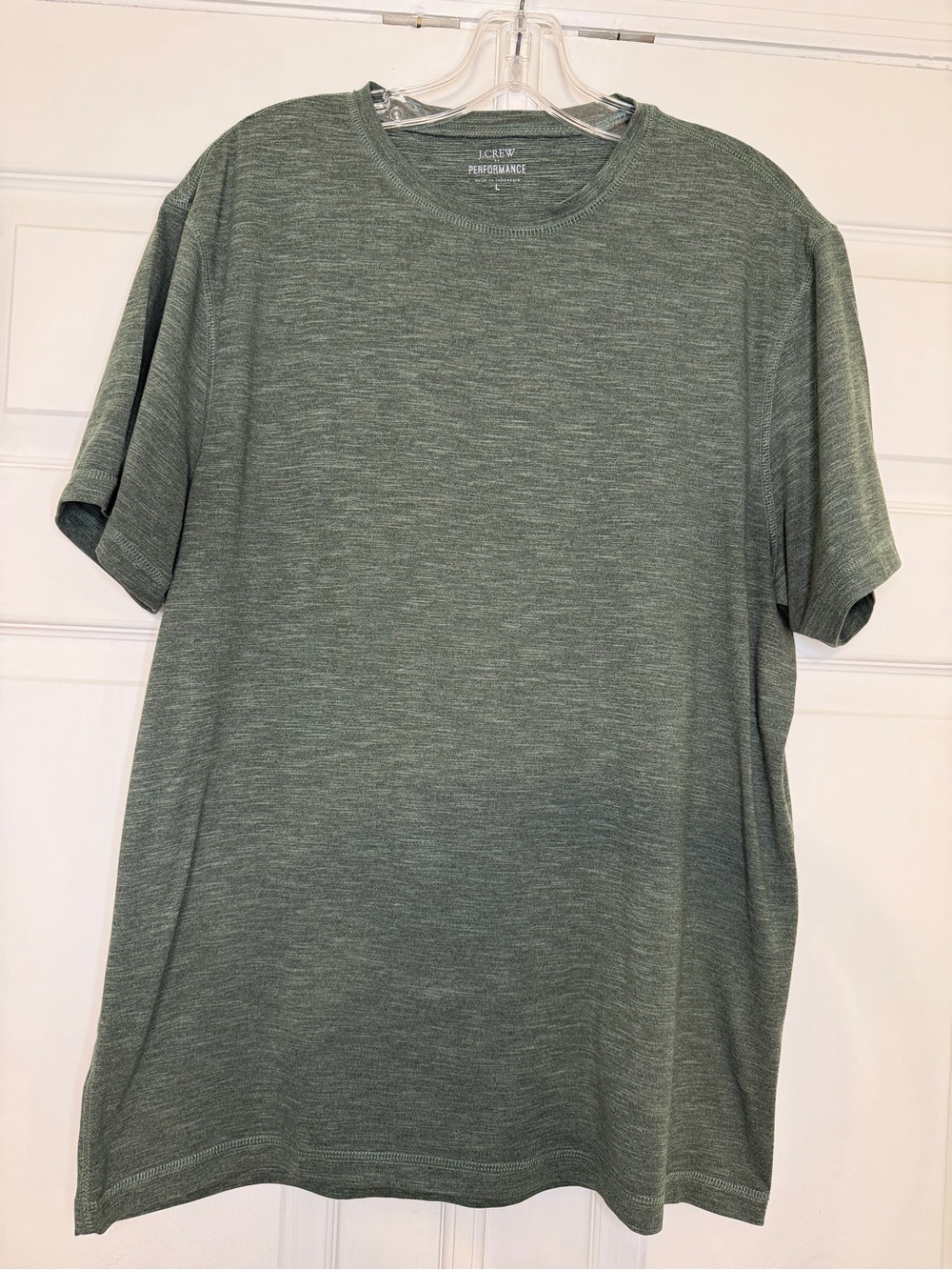 J. Crew Men's Heather Sage Green Performance Crew Tee